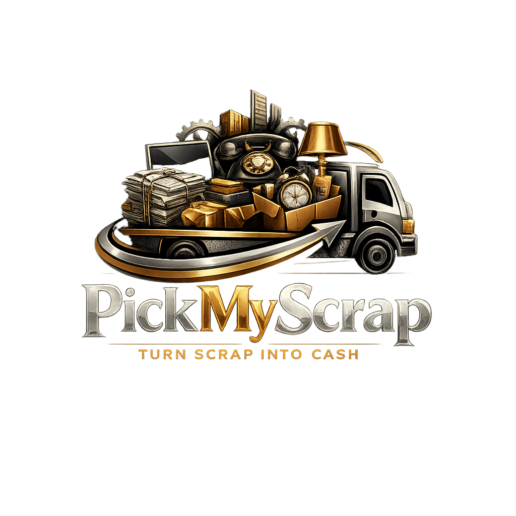 PickMyScrap truck and scrap logo